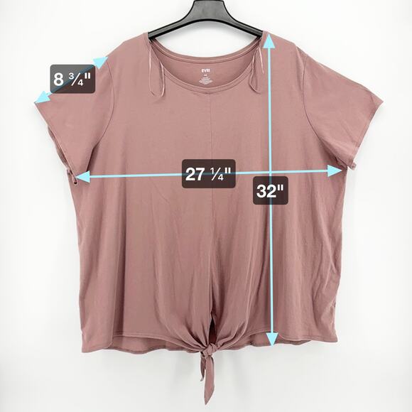 EVRI Women’s 4X Blush Pink Tie-Front Top Short Sleeve Plus Size Casual Shirt - Picture 4 of 6